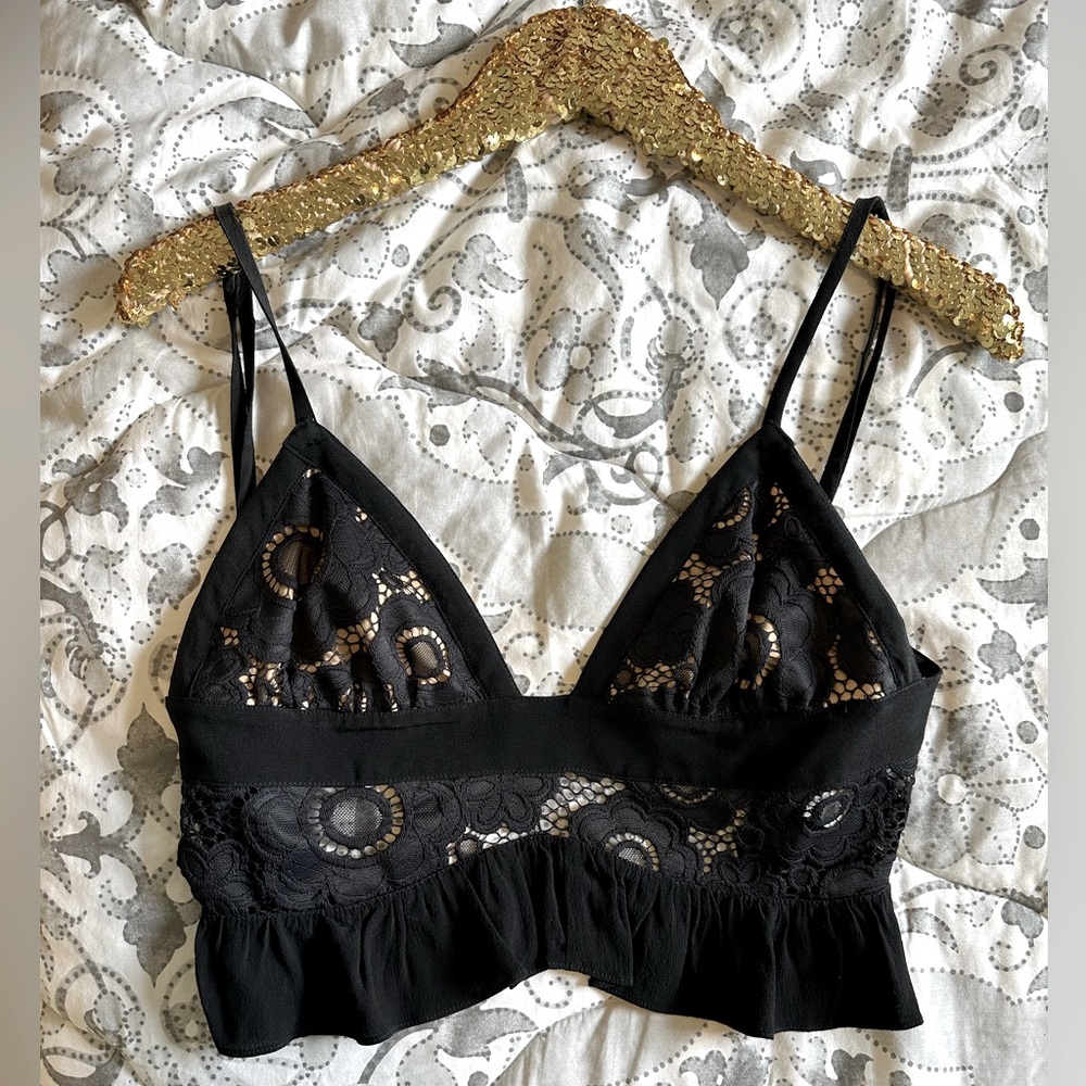For Love and Lemons Black Lace Bustier